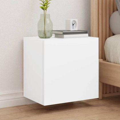 Стенен ТB шкаф, бял, 40,5x30x40 см, инженерно дърво