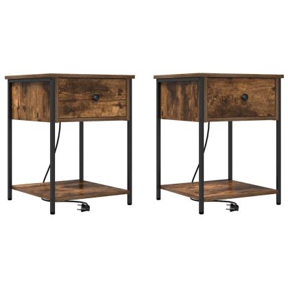Нощен шкаф 2 pcs Димян дъб 42 x 41 x 56 см Инженерно дърво