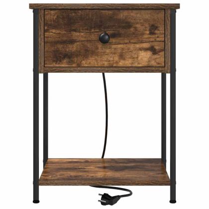 Нощен шкаф 2 pcs Димян дъб 42 x 41 x 56 см Инженерно дърво