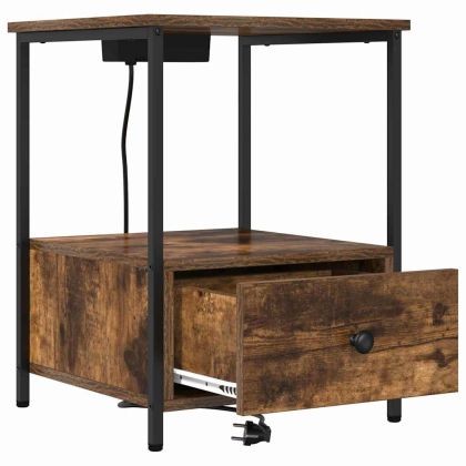 Нощен шкаф 2 pcs Димян дъб 42 x 41 x 56 см Инженерно дърво