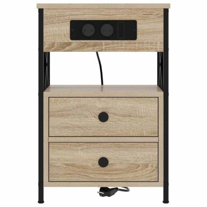 Нощен шкаф 2 pcs Сонома дъб 40 x 31 x 60 см Инженерно дърво