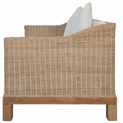 Комплект мека мебел от 2 части, с възглавници, естествен ратан