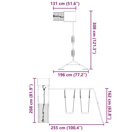 Комбинирано детско съоръжение, масивна дугласка дървесина