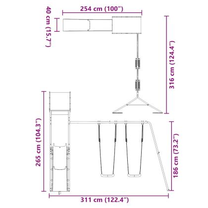Комбинирано детско съоръжение за игра на открито, бор масив