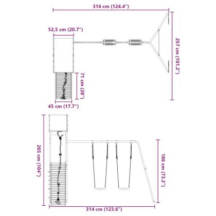 Комбинирано детско съоръжение за игра на открито, бор масив