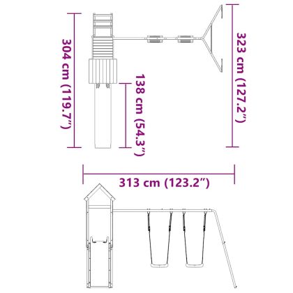 Комбинирано детско съоръжение за игра, импрегниран бор