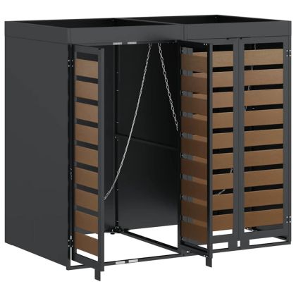 Контейнер за съхранение на 2 коша Антрацит Стомана