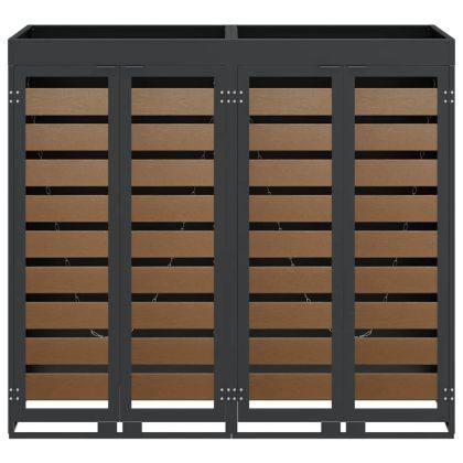 Контейнер за съхранение на 2 коша Антрацит Стомана