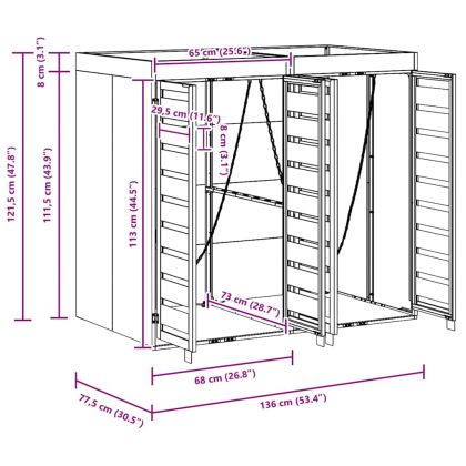 Контейнер за съхранение на 2 коша Антрацит Стомана