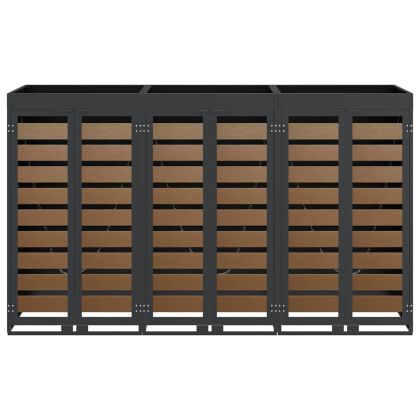 Контейнер за съхранение на 3 коша Антрацит Стомана