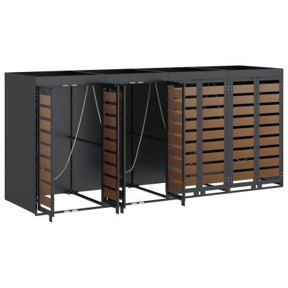 Контейнер за съхранение на 4 коша Антрацит Стомана