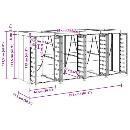 Контейнер за съхранение на 4 коша Антрацит Стомана