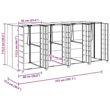 Контейнер за съхранение на 3 коша 340 x 77.5 x 115.5 см Стомана
