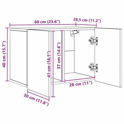 Телевизионен стенен шкаф 5 pcs Черния дъб Инженерно дърво