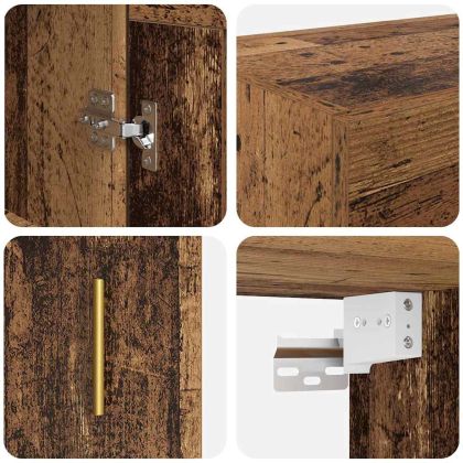 Стенно монтиран шкаф 2 pcs Старо дърво 69,5 x 34 x 90 см