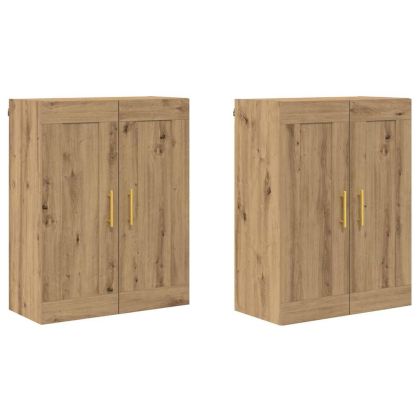 Стенно монтиран шкаф 2 pcs Дъб 69,5 x 34 x 90 см