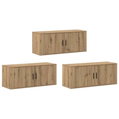 Комплект стенен ТВ шкаф 3 pcs Дъб 100 x 34,5 x 40 см