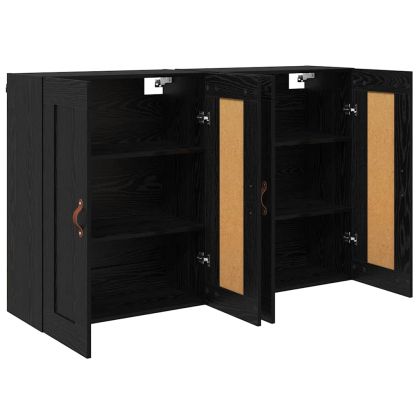 Стенно монтиран шкаф 2 pcs Черния дъб 69,5 x 34 x 90 см