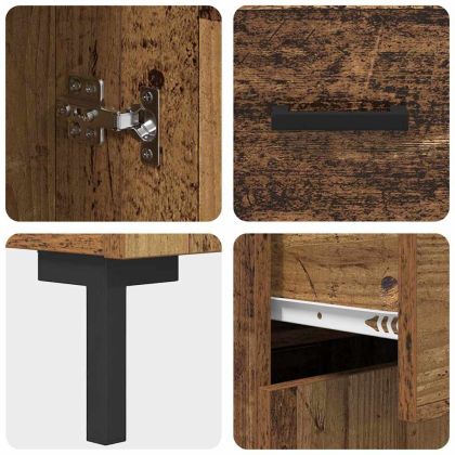 Висок шкаф с чекмедже 2 pcs Старо дърво Инженерно дърво