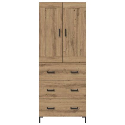 Висок шкаф с чекмедже 2 pcs Дъб Инженерно дърво