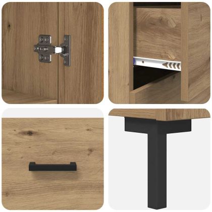 Висок шкаф с чекмедже 2 pcs Дъб Инженерно дърво