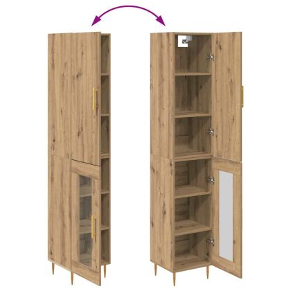 Висок шкаф 2 pcs Дъб Инженерно дърво
