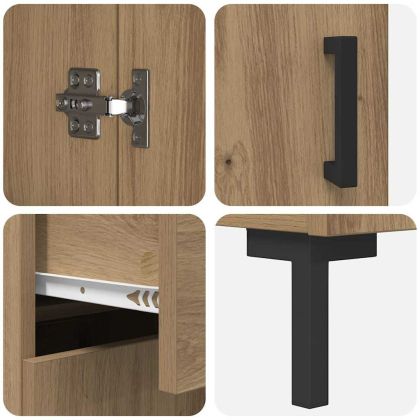 Висок шкаф с чекмедже 2 pcs Дъб Инженерно дърво