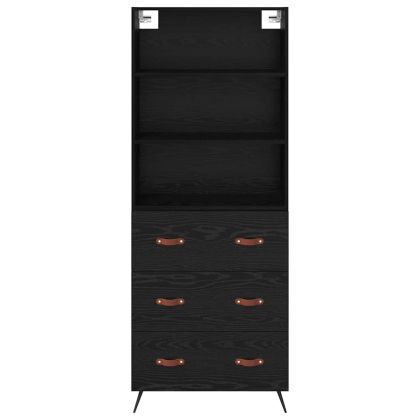 Висок шкаф Черен дъб 69,5 x 34 x 180 см Инженерно дърво