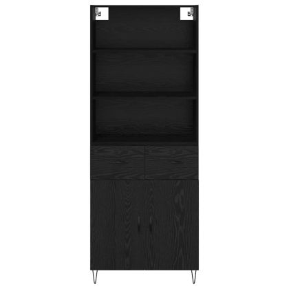 Висок шкаф с чекмедже 2 pcs Черния дъб Инженерно дърво