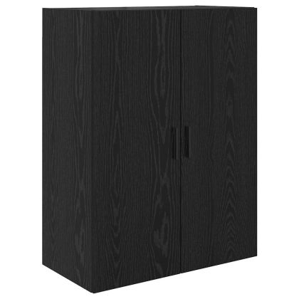 Висок шкаф 2 pcs Черен дъб Инженерна дървесина и стъкло