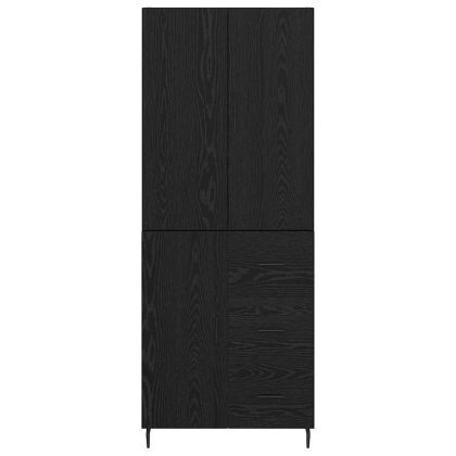 Висок шкаф 2 pcs Черен дъб Инженерна дървесина и стъкло