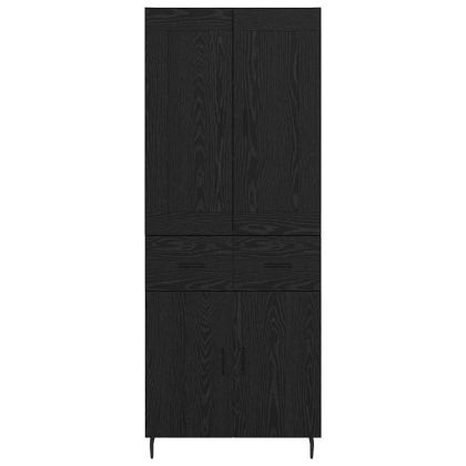 Висок шкаф с чекмедже 2 pcs Черния дъб Инженерно дърво