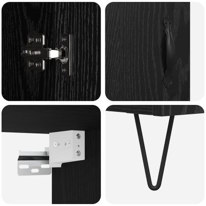 Висок шкаф с чекмедже 2 pcs Черния дъб Инженерно дърво