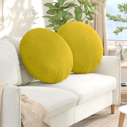 Възглавници за седалки 2 pcs Жълто Ø 80 x 29 см Кадифе