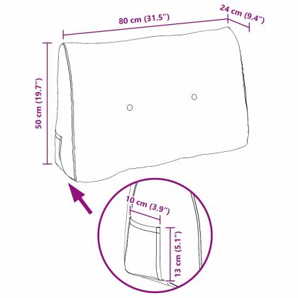 Възглавница за гръб Черно 80 x 24 x 50 см текстил