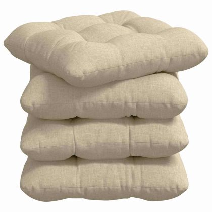 Възглавници за седалки 4 pcs Крем 40 x 40 x 12 см текстил