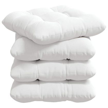 Възглавници за седалки 4 pcs Бяло 40 x 40 x 12 см текстил