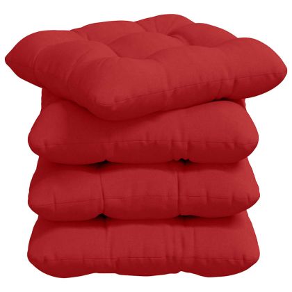Възглавници за седалки 4 pcs Червено 40 x 40 x 12 см текстил