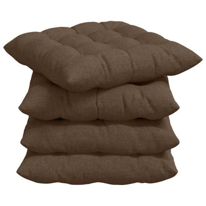 Възглавници за седалки 4 pcs Кафяво 40 x 40 x 6 cm текстил