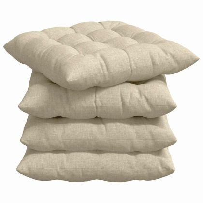 Възглавници за седалки 4 pcs Крем 40 x 40 x 6 cm текстил