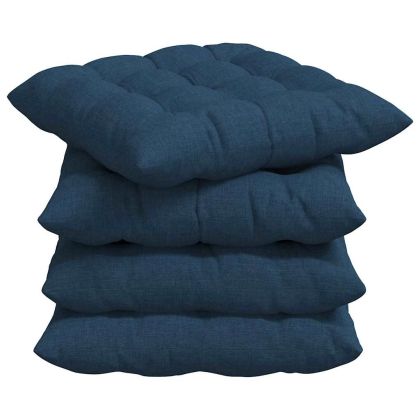 Възглавници за седалки 4 pcs Синьо 40 x 40 x 6 cm текстил
