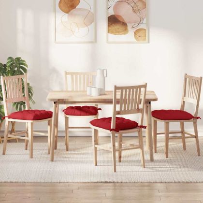Възглавници за седалки 4 pcs Червено 40 x 40 x 6 cm текстил