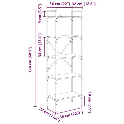 Библиотека Черния дъб 56 x 32 x 174 см Инженерно дърво