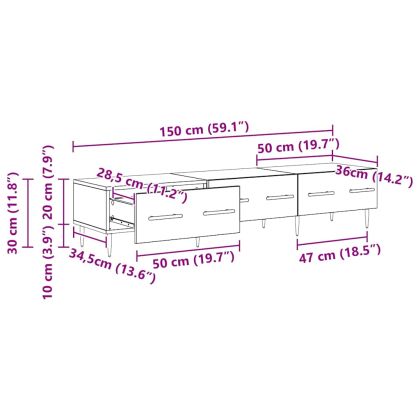 ТВ шкаф с чекмедже Старо дърво 150 x 36 x 30 см Инженерно дърво