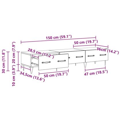 ТВ шкаф с чекмедже Старо дърво 150 x 36 x 30 см Инженерно дърво