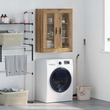 Стенен шкаф Дъб 69,5 x 34 x 90 см Инженерна дървесина и стъкло