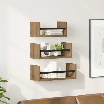 Комплект стенни рафтове 3 бр. Дъб 40x16x14см