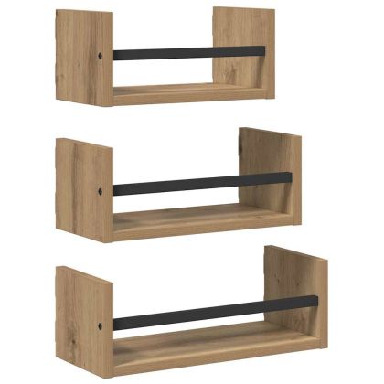 Комплект стенни рафтове 3 бр. Дъб 40x16x14см