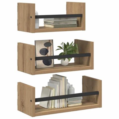 Комплект стенни рафтове 3 бр. Дъб 40x16x14см
