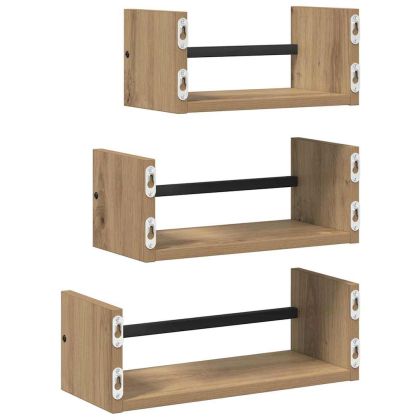 Комплект стенни рафтове 3 бр. Дъб 40x16x14см